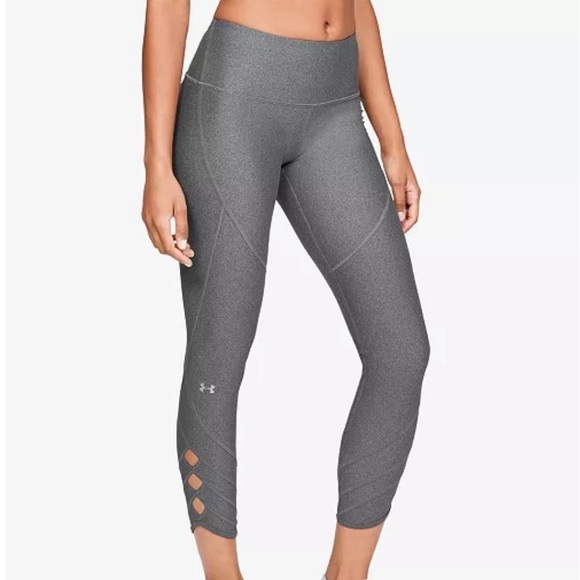 Under Armour Pants - 2/$30 Under Armour Gray HeatGear High-Rise Cutout Compression Crop Legging Sz M
